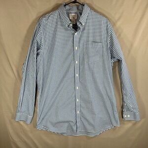 L.L. Bean Men Button Down Shirt 100% Cotton Blue Check Size Large Tall - Classic